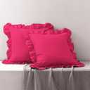 Living Room Cover Pillow 26''x26'', Microfiber Hot Pink Pillowcovers Set of 2, Soft Breathable and Non Shrinking Ruffle Pillowcases for Sofa Bedroom Car Decoration etc
