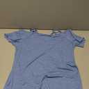 Minclouse Women's Short Sleeves Cold Shoulder Tops V Neck Casual Strappy Shirts (Large, Sky Blue)