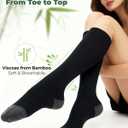 Compression Socks for Women 15-20 mmHg, Viscose from Bamboo, 3-Pair Knee High for Flying, Work & All-Day Comfort (L)