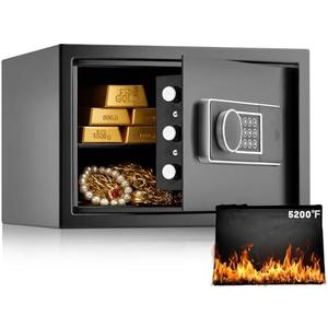 KPASAFE 1.3 Cuft Small Safes for Home, Security Safe Box with Fireproof Bag, Digital Keypad, Spare Keys and Alarm System, Security Anti-Theft Design for Valuables, Document, 9.84"W x 9.84"D x 13.78"H