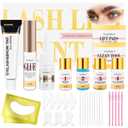 Professional Lash Lift and Brow Lamination Kit - 4 in 1 Eyelash Perm and Eyebrow Curling Set, Coffee - Suitable for Salon and Home Use