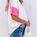 Dokotoo Womens Casual V Neck Short Sleeve Shirts Color Block Back Button Down Blouses Tops (M)