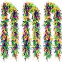 Camlinbo 3 PCS 45g Mardi Gras Feather Boa - 72" Boa Feathers for Party, Mardi Gras, Masquerade, Carnival, Concert & Home Decoration