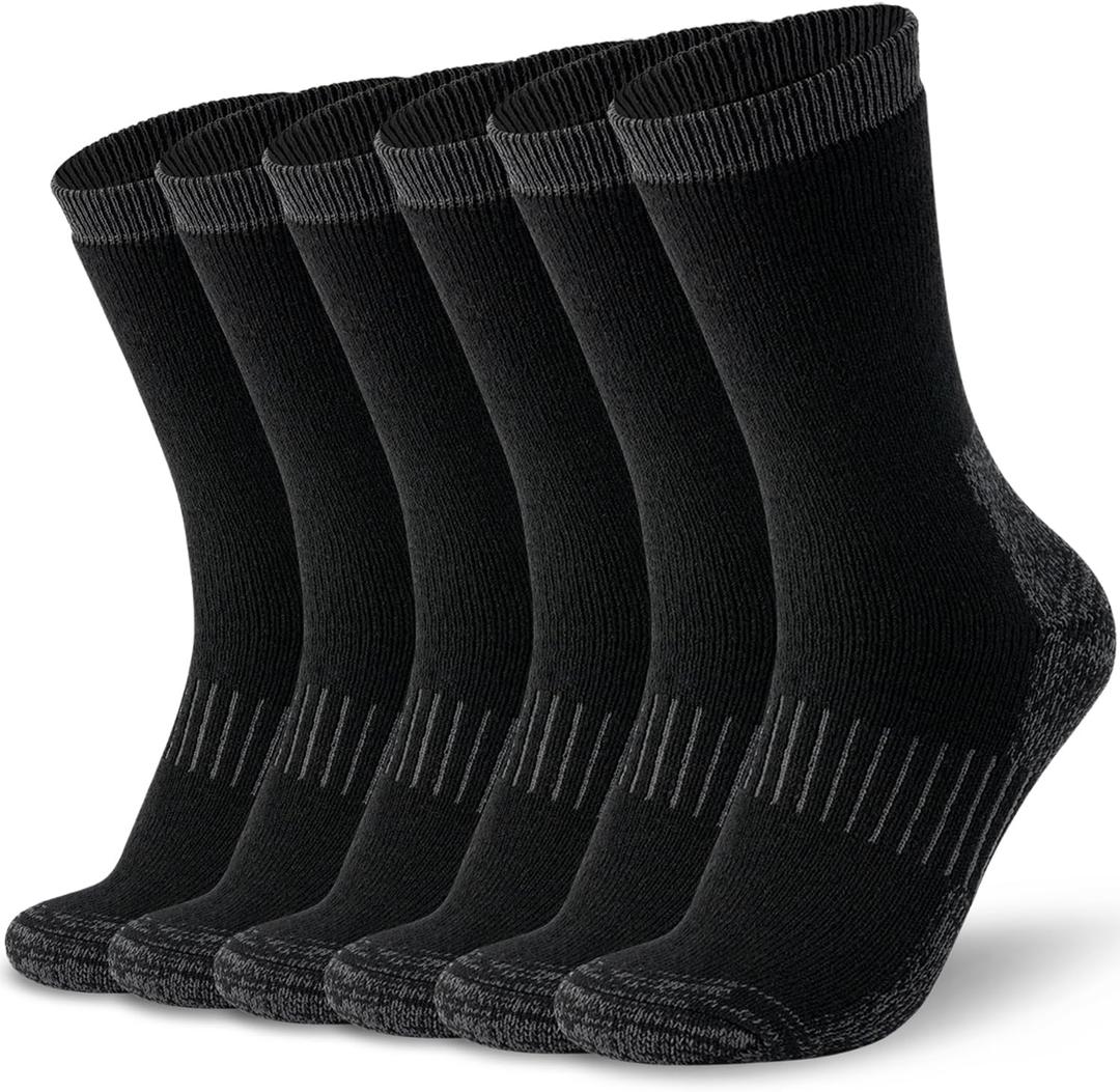 Time May Tell Mens Merino Wool Hiking Cushioning Socks For Outdoor Wool-Socks-For-Mens 3 Pack (Black(3 Pairs)