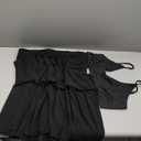 Women Sexy 2 Piece Outfits Dress Chiffon Strap Deep V Neck Bra Crop Top High Split Maxi Dresses Skirt Set, 2XL