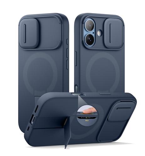 SURITCH for iPhone 17 Case with Camera Control Cover, Camera Slide Cover and Adjustable Kickstand, Compatible with MagSafe, Shockproof Bumper Protective Cases 6.3 Inch, Blue