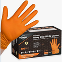 TitanFlex Heavy Duty Industrial Orange Nitrile Gloves, 8mil, Gloves Disposable Latex Free with Raised Diamond Texture Grip, Powder Free, Rubber Glove, Mechanic Gloves,100ct Box (Large)