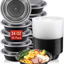 SHOPDAY Meal-Prep-Containers-35 Pack 24 oz Plastic-Food-Storage-Containers-with-Lids, Disposable-Food-Prep-Containers-Microwave-Safe, Meal-Prep-Bowls-Reusable, To-Go-Contianers-for-Lunch