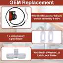 2 x W10404050 Washer Lid Lock Latch Switch W10238287 Assembly with W10240513 Strike Compatible with Whirl.pool, May.tag, Ken.more Washer Replaces 1938607, W10744659, AP5263307
