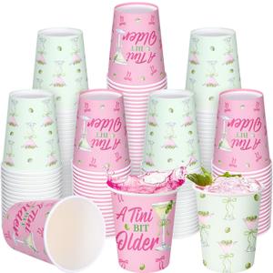 Jingmore 100 Pack a Tini Bit Older Martini Birthday Party Cups Bulk 9 oz Martini Disposable Paper Cups for Holiday Bar Birthday Party Decorations Supplies