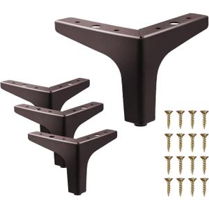 AODIOU Furniture Legs Brown Metal feet: Cabinet Legs 4 Inch Vintage Sofa Replacement Legs for Furniture Set of 4