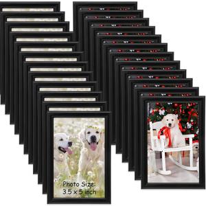 Redbaker 24 Pack 3.5 x 5 In Picture Frames Bulk Black Photo Display Frames for Wall Mount Tabletop Home Office School Display Mother's Day Wedding Anniversary Favor Gift