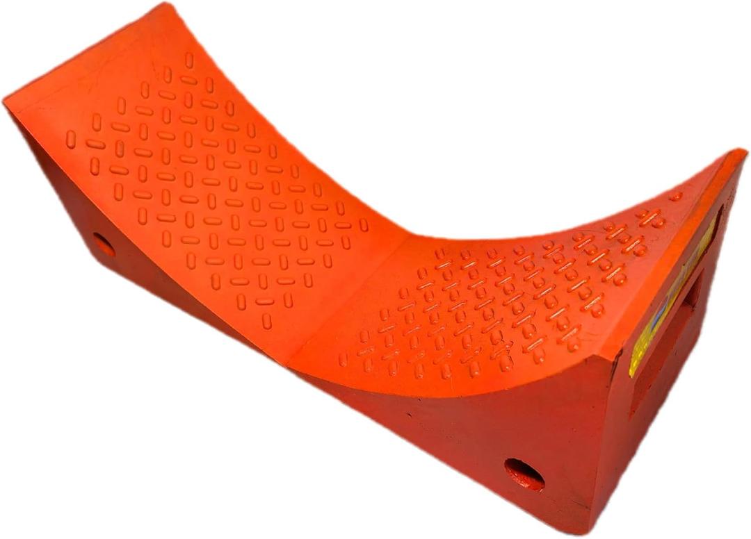 Heavy Duty Orange PU Wheel Chocks with Reflective Strips - 2-Piece M(10.8x7.75x7.5 Inch),All-Weather, Non-Slip & Portable Parking Security for Truck, RV, Trailer (2, M)