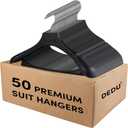 DEDU Suit Hangers for Men 50 Pack, Black Coat Hangers Extra Wide Non Slip Width 17.7", Thick Plastic with Pants Bar & Metal Hook