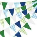 Pasimy 49.21 ft 60 Pieces Golf Party Pennant Banner Flags Decor Gingham String Triangle Flags for Birthday Baby Shower Golf Camp Bachelorette BBQ Party Decorations Supplies
