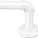 Zeerobee Curtain Rods for Windows 66 to 120, 1 Inch Industrial Wrap Around White Curtain Rod, Indoor/Outdoor Room Divider Adjustable Drapery Pole, 66"-120"