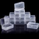SATINIOR 12 Pack Clear Plastic Beads Storage Containers Box with Hinged Lid for Beads and More (3.54 x 2.36 x 1.26 Inch)