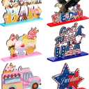 Wonderjune 6 Pack 4th of July Decor Ice Cream Table Centerpiece Patriotic Independence Day & Summer Sign for for 250th Anniversary Party Supplies Decorations