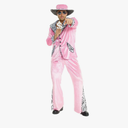 Morph Pink Pimp Costume For Men, 70s Suit, Halloween Outfit, Retro Costume Standard
