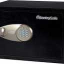 SentrySafe Safe with Digital Keypad Lock, DOJ-Certified Steel Safe with Interior Lining and Bolt Down Kit for Money, Jewelry, Electronics, 0.58 Cubic Feet, 8.7 x 13.8 x 9.7 Inches, X055