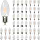 50 Pack C9 Led Replacement Christmas Light Bulb, 0.6W C9 Shatterproof Led Bulbs for Christmas String Light, E17 Intermediate Base, Commercial Grade Light Bulbs, Warm White 2200K