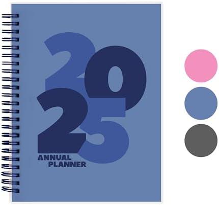 Rileys & Co 2025 Chunky Weekly Planner - Annual Weekly & Monthly Agenda Planner, Jan - Dec 2025, Flexible Cover, Notes Pages, Twin-Wire Binding (6 x 8-Inches, Blue)  4 PCS