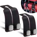 DYREOOE Purse Hook for Car, Universal Thickened Leather Sturdy Metal Car Purse Hook - Double Car Hooks, Bag Hooks for Car (Black - 2 Pack)