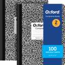 Oxford Composition Notebooks, 9-3/4 x 7-1/2 Inch School Journals, Wide Ruled Paper, Black Marble Covers, 100 Sheets per Book, 2 Pack (1002516)