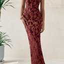 BTFBM Women Spring Dresses 2025 Elegant Wedding Guest Dresses Bodycon Tube Maxi Dress Split Floral Cocktail Dress (XXL)