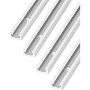 QWORK Aluminum T Track, 4 Pack 36 Inch Universal Double Cut Profile T Track, with Predrilled Holes & Screws, for Drill Press Table, Router Table