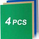 Husfunov 4 Pack Classic Baseplates, Building Plates for Building Bricks, Compatible with All Major Brands and Activity Table-Baseplate 10" x 10", Age 3 and up, Multicolored