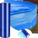 Winter Cover Sealer for Above Ground Pool Covers - Ultra Long 16''  500ft for Above Ground Windproof Stretchable, PE Airtight Anti-UV Pool Cover Saver Wrap for Keeps Swimming Pool Clear - Blue (Small)