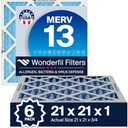 21x21x1 MERV 13 Air Filter (4-Pack) | Wonderfil Filters | Pleated HVAC Design | Perfect Fit for AC & Furnace Systems | Actual Size: 21" x 21" x .75"