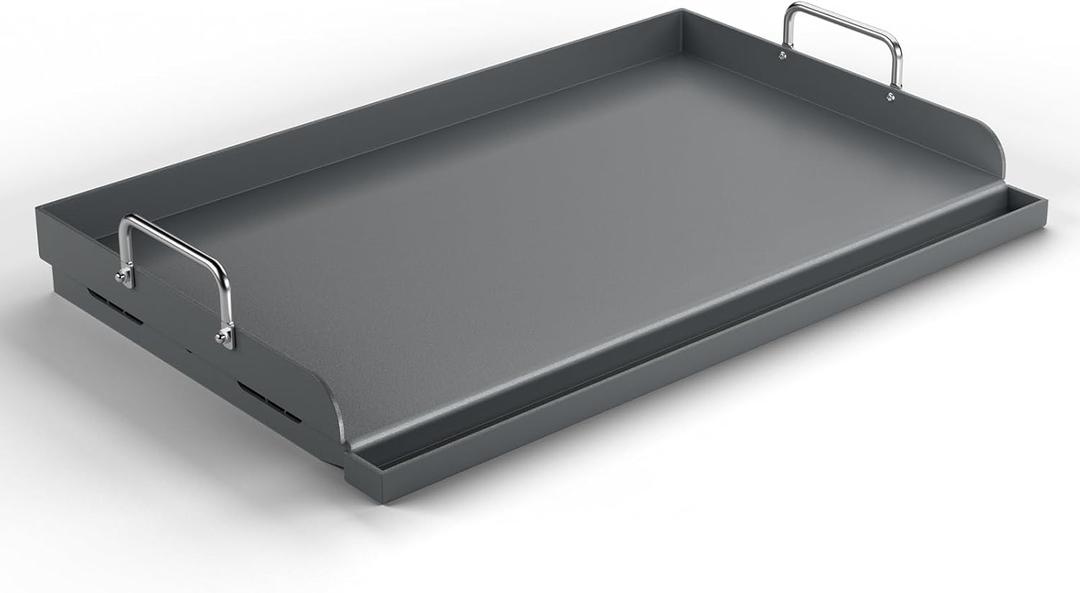 25" x 16" Cast Iron Flat Top Griddle - 23lb Heavy Duty - Oil Coating Non-Toxic - High Sidewalls Universal Grill Insert Fits Gas/Charcoal/Electric Grills for Weber Charbroil Nexgrill
