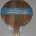Acacia Wood Round Cutting Board with handle 16 x 13 Pizza Peel Cheese Paddle Board - Decorative Charcuterie Serving Board for Kitchen