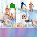 Iridescent Party Decorations,132 Pcs Disposable Iridescent Party Plates Cups Knives Spoons Forks for Party Supplies Birthday Wedding Outdoor Picnic,Disposable Plastic Tablecloths for Home Dinner Decor