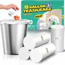 120 Count 8 Gallon Trash Bags Unscented - Thick Clear Medium Garbage bags, 30 Liter Strong Plastic Wastebasket Can Liners for Kitchen Home Bathroom Office