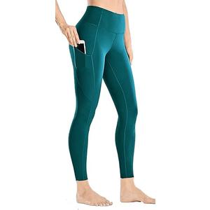 Yoga Pants with Pockets for Women  Leggings with Pockets High Waisted Tummy Control Non SeeThrough Workout Pants Pine Green Size S