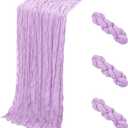 3 Pack Lavender Cheesecloth Table Runner, 17 x 108 Inch, Gauze Cheese Cloth Table Runner Rustic Sheer Runner for Wedding Birthday Party Baby Shower Table Decor(Lavender)