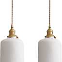 Ceramic Pendant Light Fixture Set of 2, Dome Hanging Light, Adjustable Pendant Lighting for Kitchen Island Bedroom