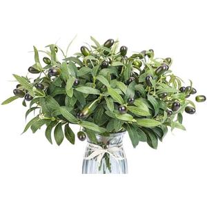 Erlandens 30pcs Faux Olive Leaves Stems 10” Tall Artificial Plants Olive Branches for Small Vase Tabletop Greenery Decor for Home Office Wedding Party (Vase Not Included)