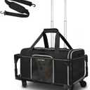 Petskd Small Pet Carrier with Wheels(18" L x 11" W x 11" H), Delta/American/United Airlines Approved, Rolling Pet Carrier for Small Dogs & Cats (Black)