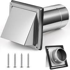 Gisafai 4'' Dryer Vent Cover Outside Walls External Extractor Fan Exhaust Vent Cap Stainless Steel Hood Cushioned Non Return Flap with Sealing Gasket Grille Screen(White)