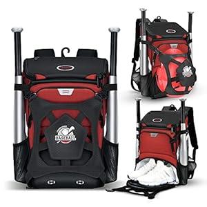 BAGNN Baseball Backpack for Adult and Youth, Large Capacity Lightweight Softball Bag With Shoe Compartment and Fence Hook for TBall Bat & Equipment, Waterproof for Helmet, Gloves