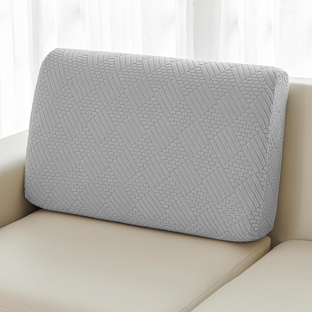 Deep Dream Backrest Cushion Covers, Sectional Couch Back Cushion Covers for Sectional Sofa, Stretch Backrest Covers for Both Left/Right Couch (1 Piece Back Covers, Light Grey)