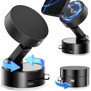 2 x Vacuum Magnetic Phone Holder2025 Upgrated,360 Rotatable and Retractable Vacuum Suction Phone Stand for CarMulti-Scene Universal Magnetic Phone Mount Stand for All Mobile Phones