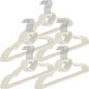 Qunclay 50 Pcs Velvet Heart Hangers, Non-Slip Felt Clothes, Heavy Duty Sturdy Heart Clothes Coat Hanger, Cute Kawaii Room Decor for Adult Women, Space Saving No Hanger Mark, 360 Swivel Hook, White