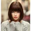 Brown Bob Wig With Bangs 12 Inch Mix Brown Wig Short Synthetic Fiber Bob Wigs for Women Short Bob Wigs and Halloween Cosplay Wig for Daily Life Colorful Wigs With One Cap (Mix Brown)