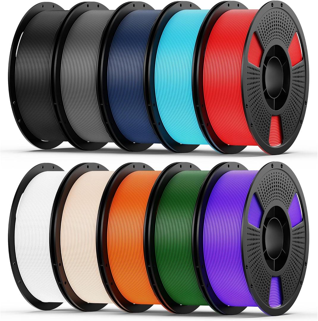 Elite PLA+ 3D Printer Filament 10kg Bundle, Multicolor Pack, 1kg*10