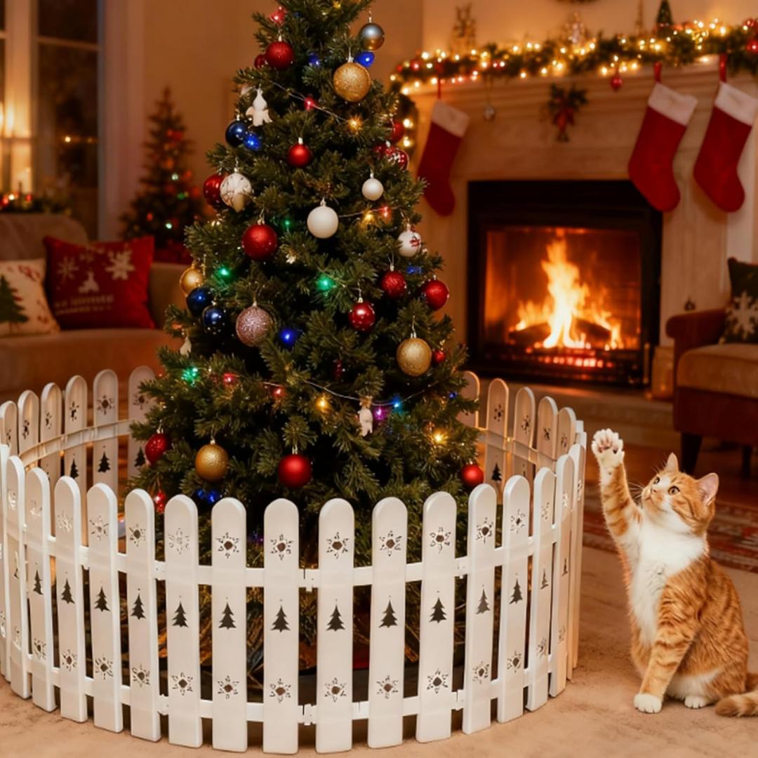 Christmas Tree Fence 36 Pieces Thick Christmas Tree Blocker for Pets Dogs Cats White Plastic Tree Protectors Barrier for Wedding Party Decor Garden Home 155 x 11 Inches